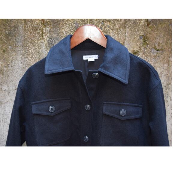 Good American Oversized Wool-Blend Shirt Jacket Black Size 0/00 - Picture 2 of 3